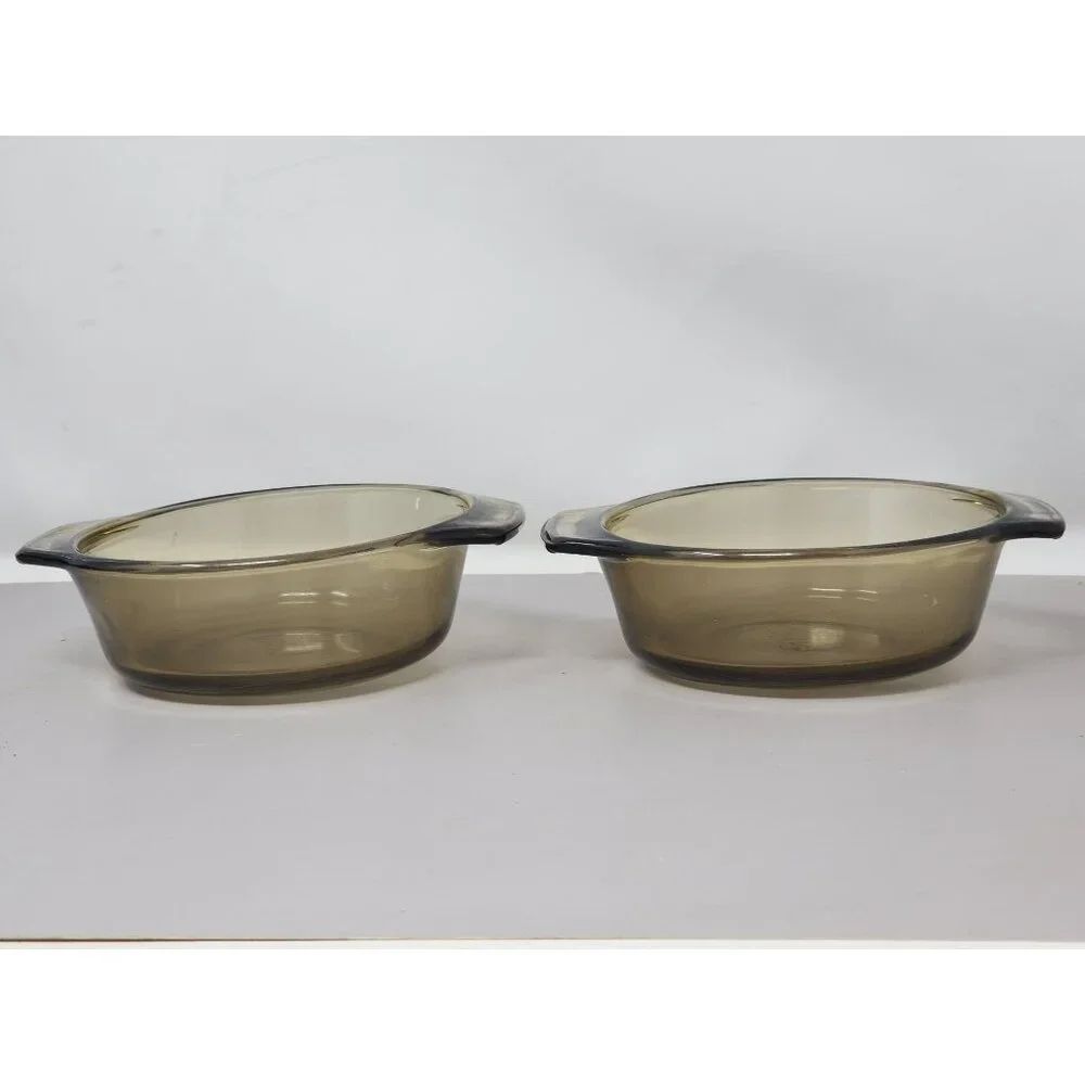 Vintage‎ Lovenware Amber Glass Casserole Dishes & Bowls Set Of 4 With Handles